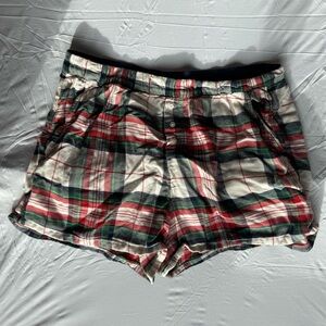 Aerie Red and Green Plaid Women's Pajama Boxer Shorts